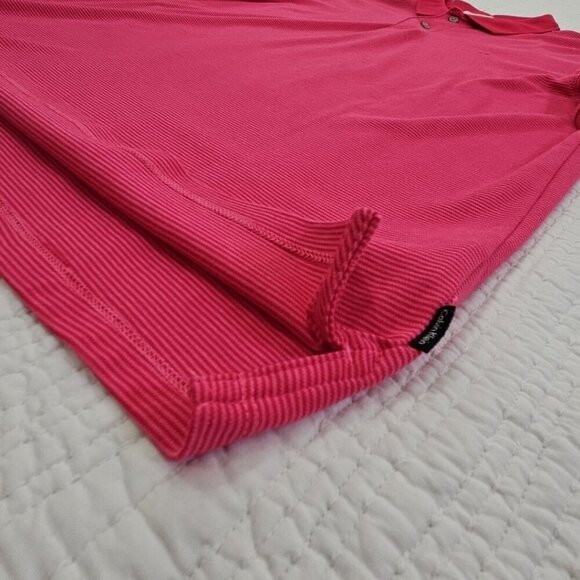 Calvin Klein The Liquid Touch Polo Men's Medium Pink Red Stripe EUC LN Tennis - Picture 6 of 16